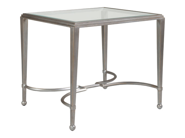 Lexington Artistica Home Sangiovese Exquisite Hand-forged Iron End Table With Beveled Glass Top For Elegant Interiors Argento Wood 2011-959-46