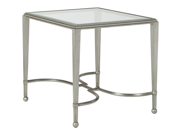 Lexington Artistica Home Sangiovese Exquisite Hand-forged Iron End Table With Beveled Glass Top For Elegant Interiors Silver Leaf Wood 2011-959-47