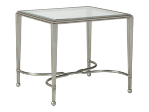 Lexington Artistica Home Sangiovese Exquisite Hand-forged Iron End Table With Beveled Glass Top For Elegant Interiors Silver Leaf Wood 2011-959-47