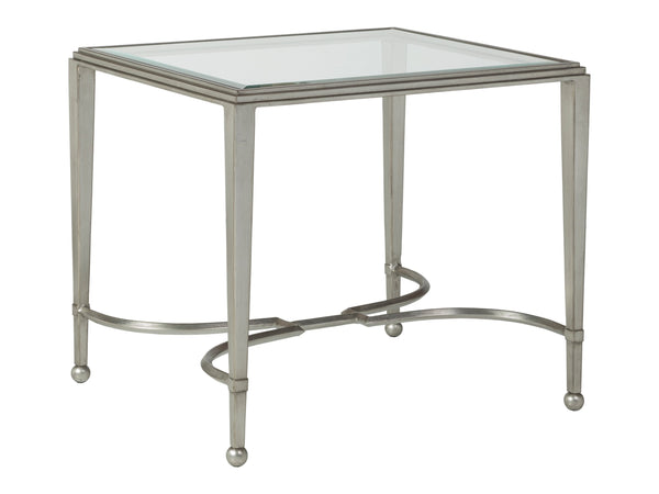 Lexington Artistica Home Sangiovese Exquisite Hand-forged Iron End Table With Beveled Glass Top For Elegant Interiors Silver Leaf Wood 2011-959-47