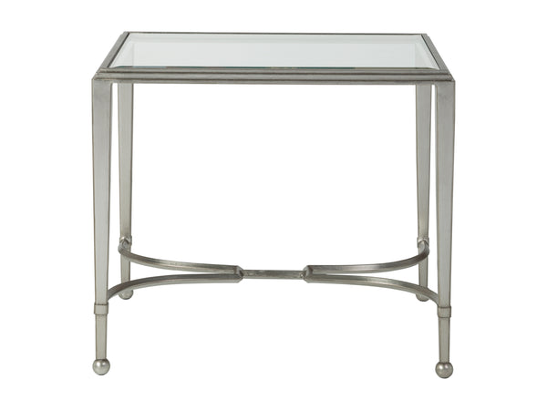 Lexington Artistica Home Sangiovese Exquisite Hand-forged Iron End Table With Beveled Glass Top For Elegant Interiors Silver Leaf Wood 2011-959-47