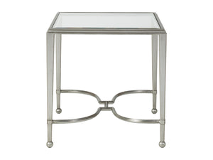 Lexington Artistica Home Sangiovese Exquisite Hand-forged Iron End Table With Beveled Glass Top For Elegant Interiors Silver Leaf Wood 2011-959-47