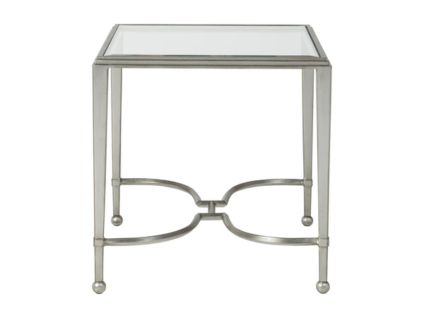 Lexington Artistica Home Sangiovese Exquisite Hand-forged Iron End Table With Beveled Glass Top For Elegant Interiors Silver Leaf Wood 2011-959-47