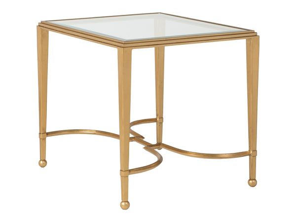 Lexington Artistica Home Sangiovese Exquisite Hand-forged Iron End Table With Beveled Glass Top For Elegant Interiors Gold Leaf Wood 2011-959-48