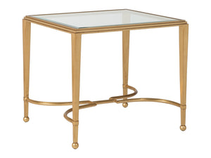 Lexington Artistica Home Sangiovese Exquisite Hand-forged Iron End Table With Beveled Glass Top For Elegant Interiors Gold Leaf Wood 2011-959-48