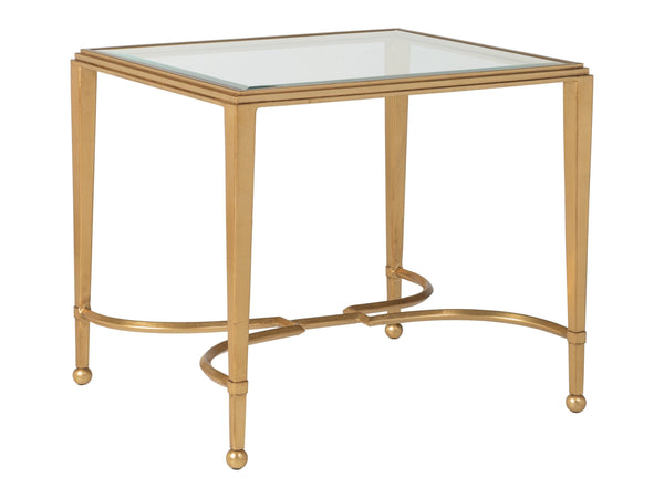 Lexington Artistica Home Sangiovese Exquisite Hand-forged Iron End Table With Beveled Glass Top For Elegant Interiors Gold Leaf Wood 2011-959-48