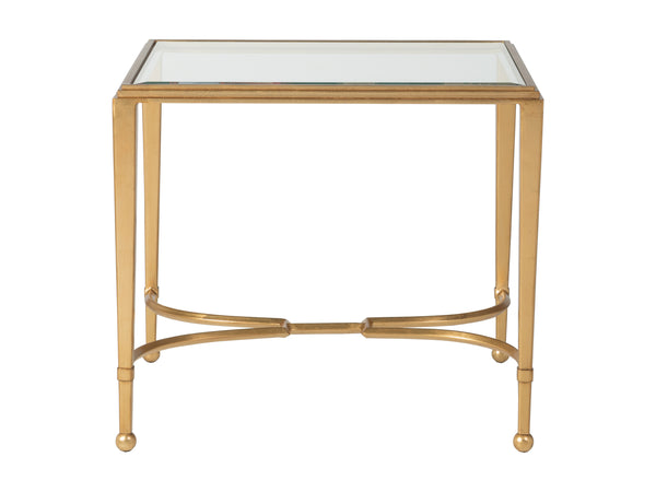 Lexington Artistica Home Sangiovese Exquisite Hand-forged Iron End Table With Beveled Glass Top For Elegant Interiors Gold Leaf Wood 2011-959-48