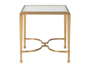 Lexington Artistica Home Sangiovese Exquisite Hand-forged Iron End Table With Beveled Glass Top For Elegant Interiors Gold Leaf Wood 2011-959-48