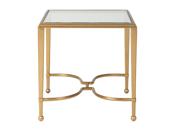 Lexington Artistica Home Sangiovese Exquisite Hand-forged Iron End Table With Beveled Glass Top For Elegant Interiors Gold Leaf Wood 2011-959-48