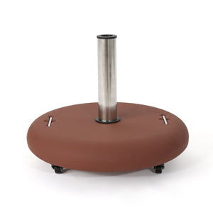 English Elm Wheelie Concrete Outdoor Umbrella Base with Locking Casters for Patio Stability Terracotta 60454.00RED