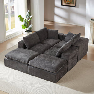 English Elm Modern Chenille Cloud Sofa - Stylish, Modular Comfort For Contemporary Homes, Offices & Lounges W3396S00055
