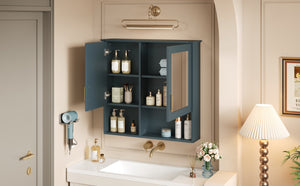 English Elm 2-in-1 Matte Wall Mounted Medicine Cabinet Soft Close Mirror Storage for Bathroom Vanity Blue N710P389456C