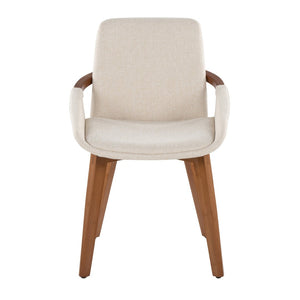 English Elm Dining/accent Chair Solid Wood Tapered Legs Cream Upholstery Mid-century Modern Seating B202P471304