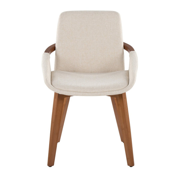 English Elm Dining/accent Chair Solid Wood Tapered Legs Cream Upholstery Mid-century Modern Seating B202P471304