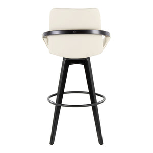 English Elm Fixed-height Swivel Barstools Upholstered Grey Fabric Black Wood Legs Kitchen Set of 2 B202S01897