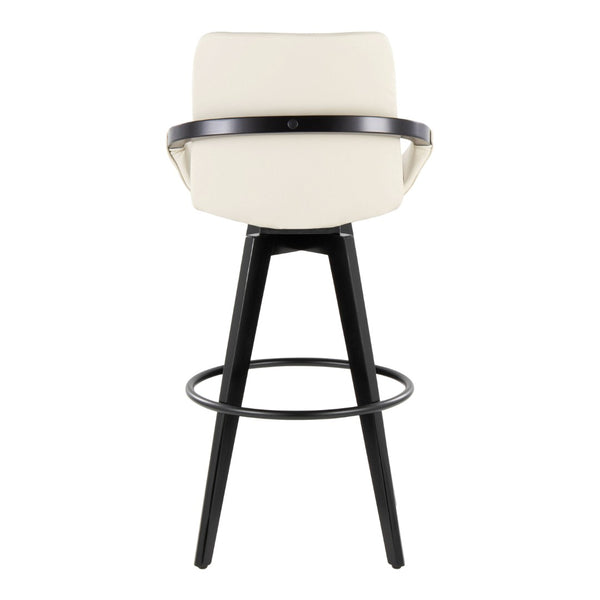 English Elm Fixed-height Swivel Barstools Upholstered Grey Fabric Black Wood Legs Kitchen Set of 2 B202S01897