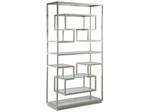 Lexington Artistica Home Holden Etagere - Elegant Hand-forged Iron Design With Beveled Glass Shelves For Ultimate Sophistication Argento Wood 2012-990-46