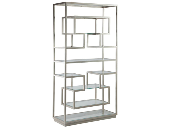 Lexington Artistica Home Holden Etagere - Elegant Hand-forged Iron Design With Beveled Glass Shelves For Ultimate Sophistication Argento Wood 2012-990-46