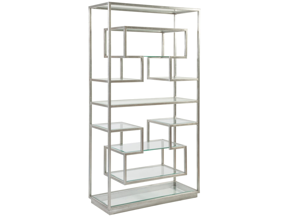 Lexington Artistica Home Holden Etagere - Elegant Hand-forged Iron Design With Beveled Glass Shelves For Ultimate Sophistication Silver Leaf Wood 2012-990-47