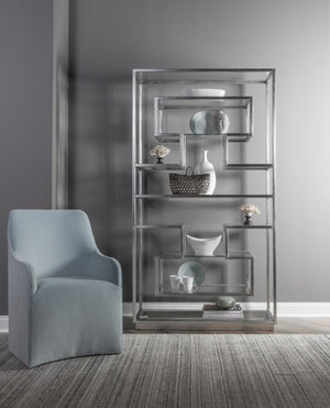 Lexington Artistica Home Holden Etagere - Elegant Hand-forged Iron Design With Beveled Glass Shelves For Ultimate Sophistication Silver Leaf Wood 2012-990-47
