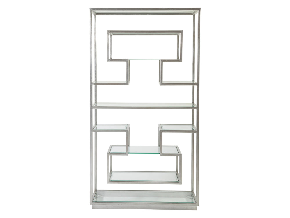 Lexington Artistica Home Holden Etagere - Elegant Hand-forged Iron Design With Beveled Glass Shelves For Ultimate Sophistication Silver Leaf Wood 2012-990-47