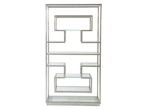 Lexington Artistica Home Holden Etagere - Elegant Hand-forged Iron Design With Beveled Glass Shelves For Ultimate Sophistication Silver Leaf Wood 2012-990-47