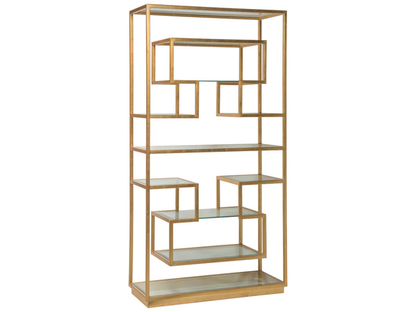 Lexington Artistica Home Holden Etagere - Elegant Hand-forged Iron Design With Beveled Glass Shelves For Ultimate Sophistication Gold Leaf Wood 2012-990-48