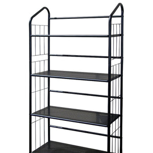 English Elm 49" 4-Tier Metal Standing Bookshelf in Black Finish — Slim 37x14 Organizer, Sturdy, Easy Assembly, Versatile Decor B072115891