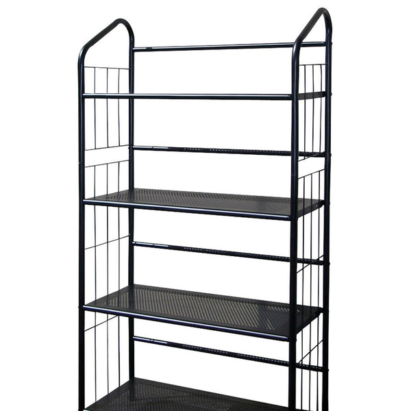 English Elm 49" 4-Tier Metal Standing Bookshelf in Black Finish — Slim 37x14 Organizer, Sturdy, Easy Assembly, Versatile Decor B072115891