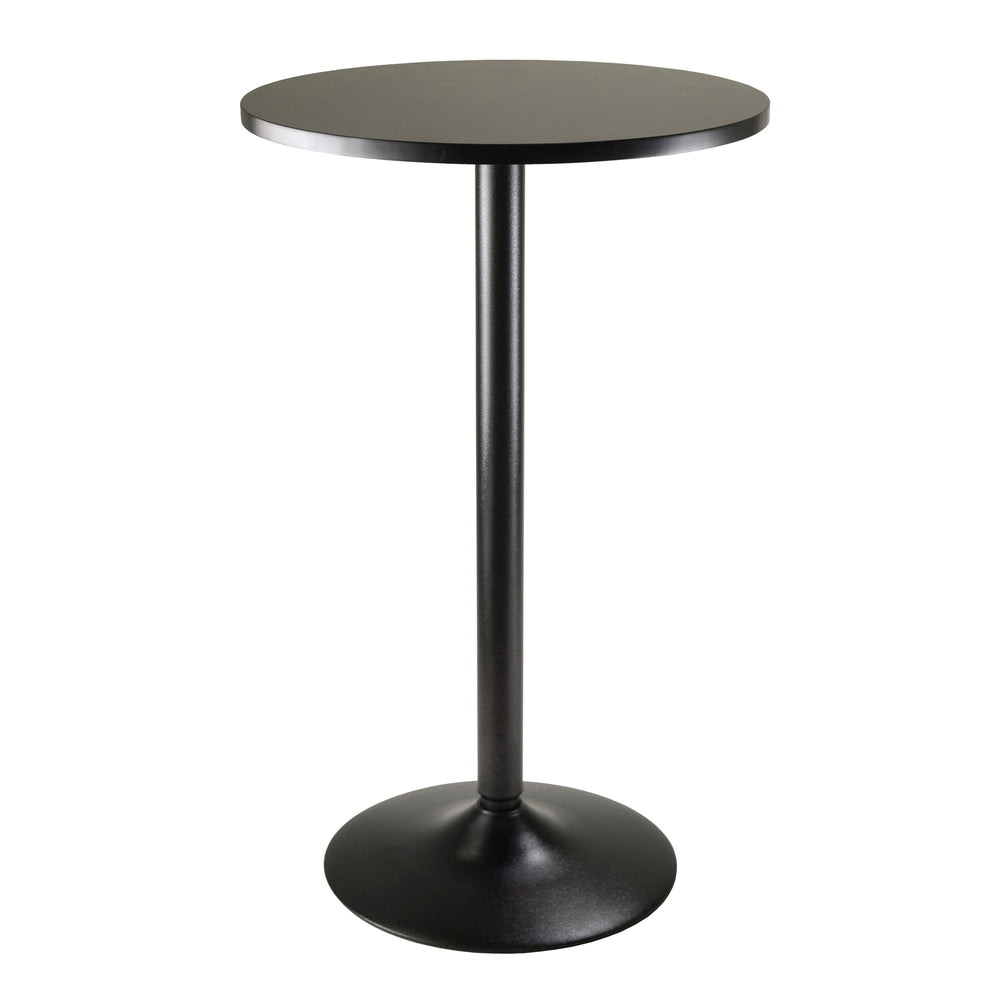 Winsome Wood Obsidian Round Pub Table - Modern Black Wood Composite Design For Dining & Social Gatherings Black Composite Wood ,Metal 20123-winsome-wood