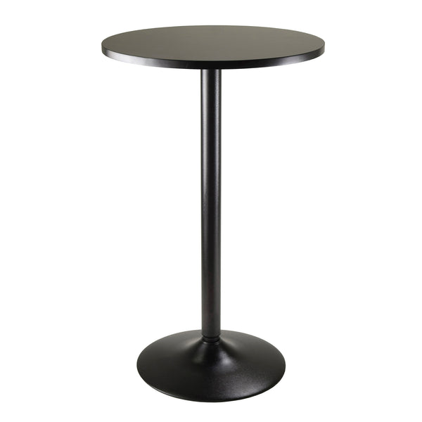 Winsome Wood Obsidian Round Pub Table - Modern Black Wood Composite Design For Dining & Social Gatherings Black Composite Wood ,Metal 20123-winsome-wood