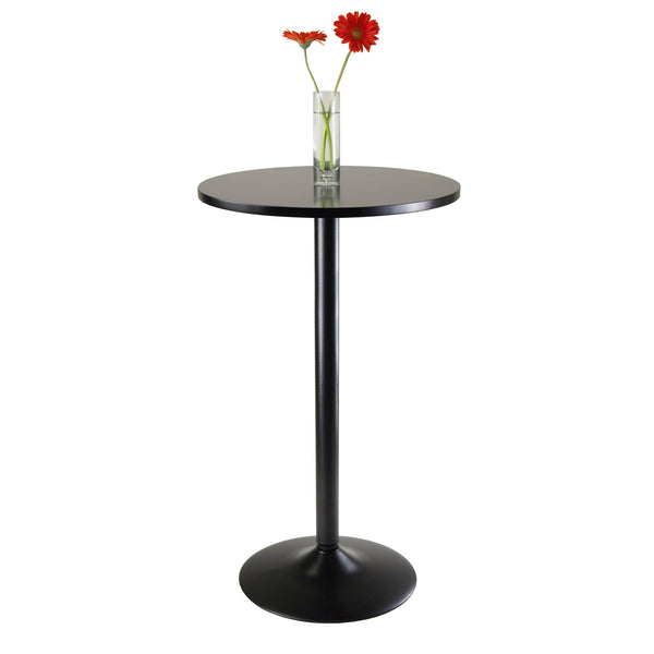 Winsome Wood Obsidian Round Pub Table - Modern Black Wood Composite Design For Dining & Social Gatherings Black Composite Wood ,Metal 20123-winsome-wood
