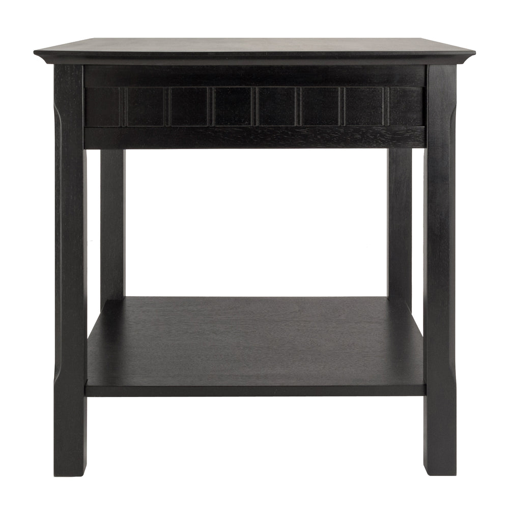 Winsome Wood Timber End Table - Sleek Black Accent Table With Drawer & Shelf For Stylish Storage Solutions Black Solid ,Composite Wood 20124-winsome-wood