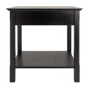 Winsome Wood Timber End Table - Sleek Black Accent Table With Drawer & Shelf For Stylish Storage Solutions Black Solid ,Composite Wood 20124-winsome-wood