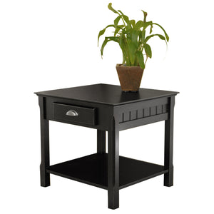 Winsome Wood Timber End Table - Sleek Black Accent Table With Drawer & Shelf For Stylish Storage Solutions Black Solid ,Composite Wood 20124-winsome-wood