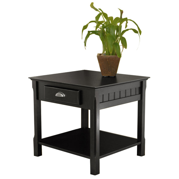 Winsome Wood Timber End Table - Sleek Black Accent Table With Drawer & Shelf For Stylish Storage Solutions Black Solid ,Composite Wood 20124-winsome-wood