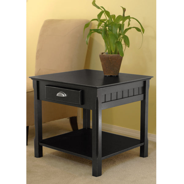 Winsome Wood Timber End Table - Sleek Black Accent Table With Drawer & Shelf For Stylish Storage Solutions Black Solid ,Composite Wood 20124-winsome-wood