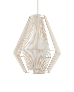Currey & Company Fraxel Pendant Light - Mid-century Modern Design With Twine & Glass, Adjustable Height, Dimmable Bulb Ivory Kraft Paper Twine ,Glass ,Wrought Iron 9000-1304-currey-company