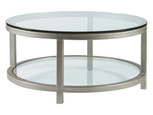 Lexington Artistica Home Per Se Elegant Round Cocktail Table With Handcrafted Iron Design And Stunning Glass Top Display Argento Wood 2013-943-46