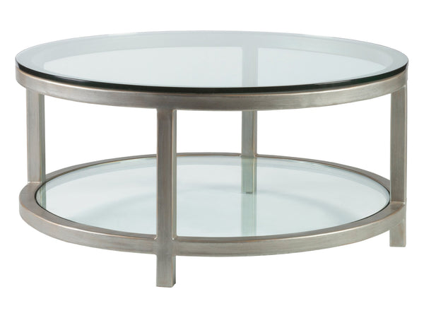 Lexington Artistica Home Per Se Elegant Round Cocktail Table With Handcrafted Iron Design And Stunning Glass Top Display Argento Wood 2013-943-46