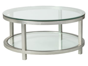 Lexington Artistica Home Per Se Elegant Round Cocktail Table With Handcrafted Iron Design And Stunning Glass Top Display Silver Leaf Wood 2013-943-47