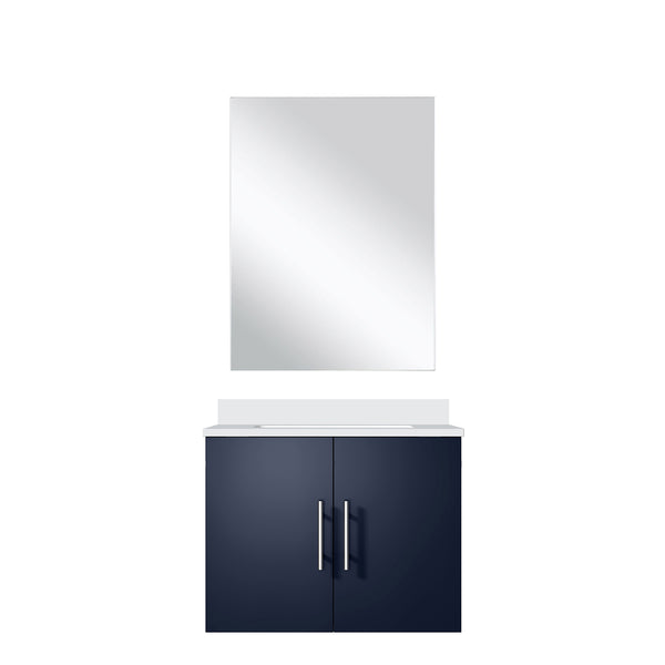 English Elm Navy Blue Single Bath Vanity Set With White Quartz Top, 18" Mirror, Perfect For Small Spaces B2731S00744