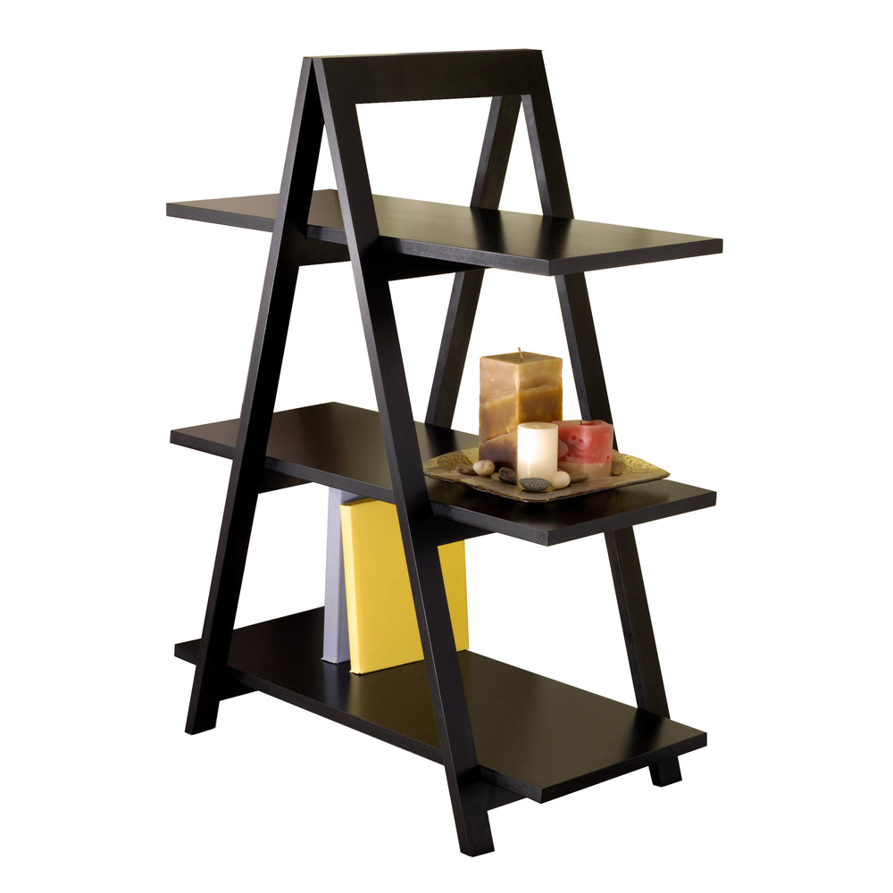 Winsome Wood Aaron 3-tier A-frame Shelf In Black - Stylish & Versatile Storage Solution For Any Room! Black Solid ,Composite Wood 20130-winsome-wood