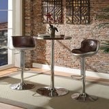 English Elm Vintage Brown and Aluminum Adjustable Stool With Swivel