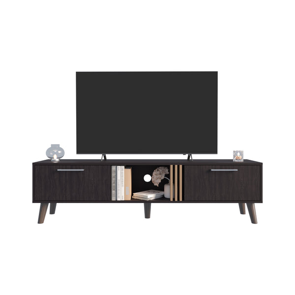 English Elm TV Engineered Wood Media Console with 3 Drawers & 3 Open Shelves, Durable Eco-Friendly Storage Solution Black+ khaki 75.2 L x 19.29 W x 3.94 H B097P262384