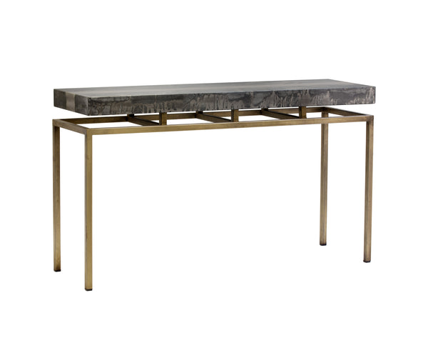 Sunpan Toreno Console Table - Handcrafted Iron & Antique Brass with Unique Patina Finish, 52" Wide Charm