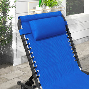 English Elm Outsunny Folding Chaise Lounge Pool Chair - Adjustable 4-Position Recliner With Breathable Mesh Seat W2225P229489-GIGA