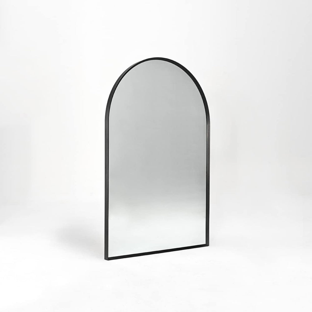 English Elm 24X32 Arched Black Metal Framed Bathroom Mirror – Elegant Wall Décor With High-Definition Reflection W2203P303822