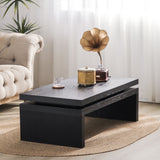 English Elm Modern Coffee Table, Black Wooden Coffee Table, Rectangle Cocktail Tea Table For Living Room, 47.6" L* 23.6" W * 16.3" H