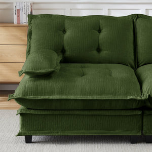 English Elm 107" U Shaped Chenille Sectional Cloud Sofa with Ottomans Deep Seat Modular Living Room Green W714S01730